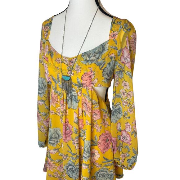 Go-Go Girl Floral Mini Dress Womens Boho Cottagecore Romantic NWT Festival Fall - Picture 2 of 9